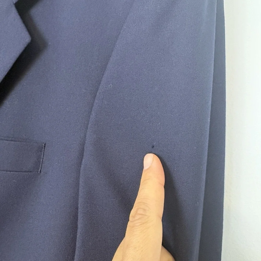 Burberrys Vtg Blazer Mens Sz 46L Navy 100% Wool‎ Super 110s USA Made Burberry